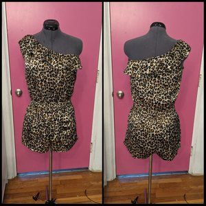 Better B One-Shoulder Leopard Romper